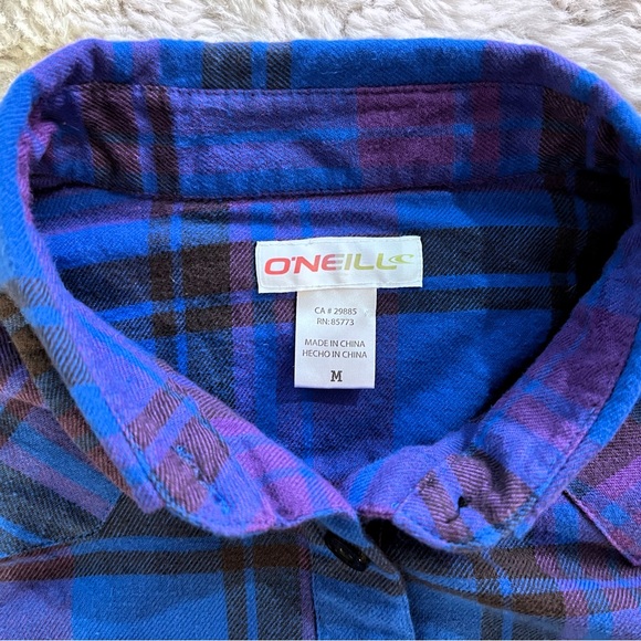 EUC O’Neill Button Flannel Size Medium Gorgeous Blue - Picture 10 of 12